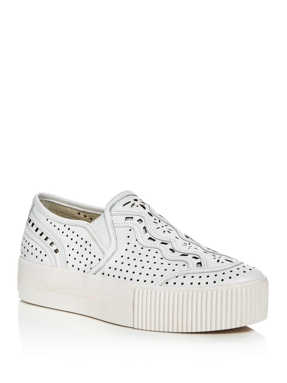 ASH Kingston White Goring Perforated Padded Almond Toe Platform Slip Ons